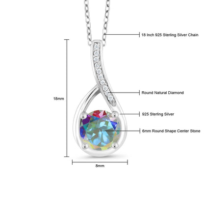 1.07カラット 天然石 ミスティックトパーズ ネックレス 天然 ダイヤモンド シルバー925 11月 誕生石