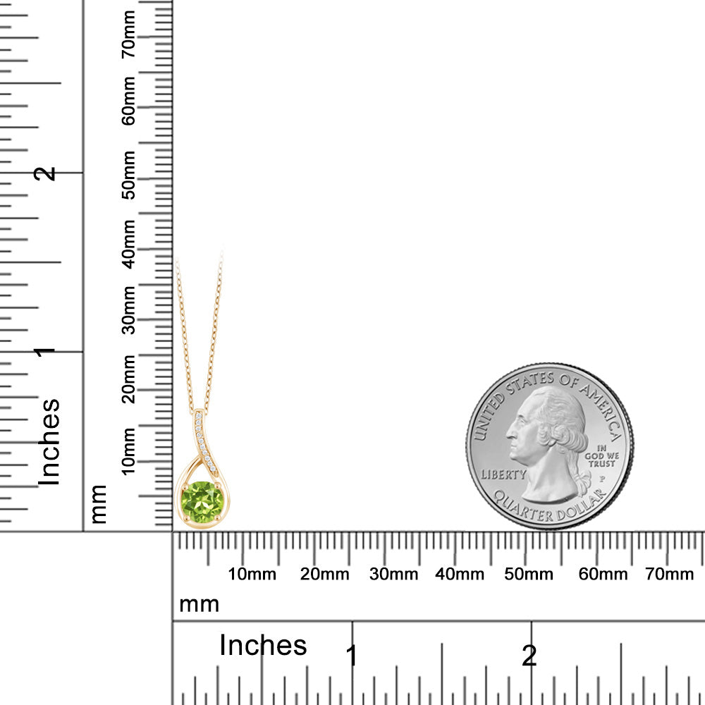 0.92カラット 天然石 ペリドット ネックレス 天然 ダイヤモンド シルバー イエローゴールドコーティング 8月 誕生石