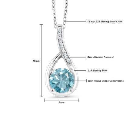 1.27カラット 天然石 ブルージルコン ネックレス 天然 ダイヤモンド シルバー925