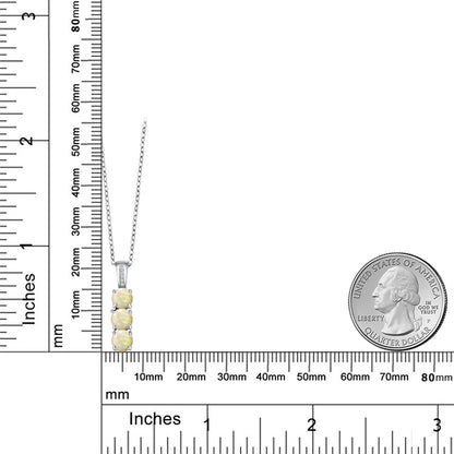 0.94カラット 天然 エチオピアンオパール トリロジー ネックレス 天然 ダイヤモンド シルバー925 10月 誕生石