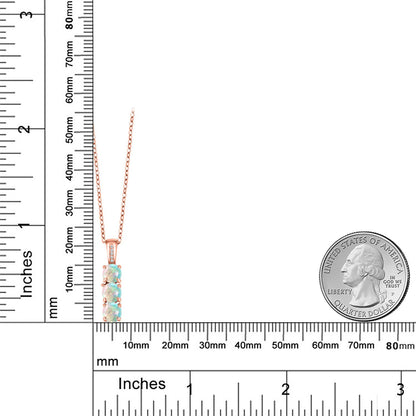 1.54カラット シミュレイテッド ホワイトオパール トリロジー ネックレス 天然 ダイヤモンド シルバー925 18金 ピンクゴールド 加工 10月 誕生石