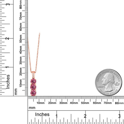 1.54カラット 天然 ピンクトルマリン トリロジー ネックレス 天然 ダイヤモンド シルバー925 18金 ピンクゴールド 加工 10月 誕生石
