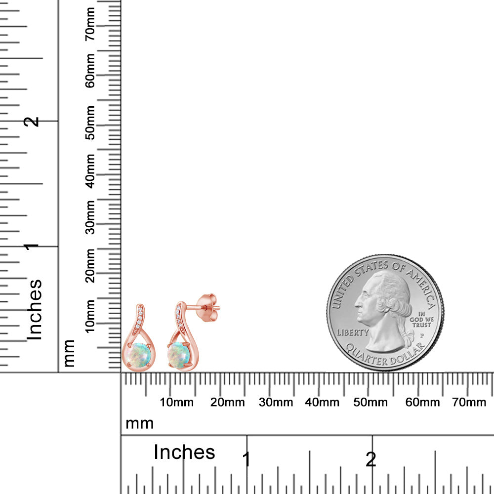 1.07カラット シミュレイテッド ホワイトオパール ピアス 天然 ダイヤモンド シルバー925 18金 ピンクゴールド 加工 10月 誕生石