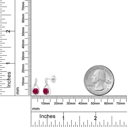 1.27カラット シンセティック ルビー ピアス 天然 ダイヤモンド シルバー925 7月 誕生石