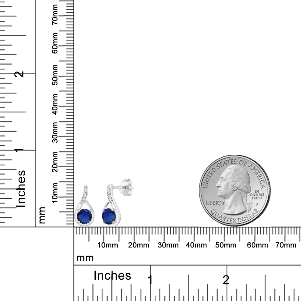 1.27カラット シンセティック サファイア ピアス 天然 ダイヤモンド シルバー925 9月 誕生石