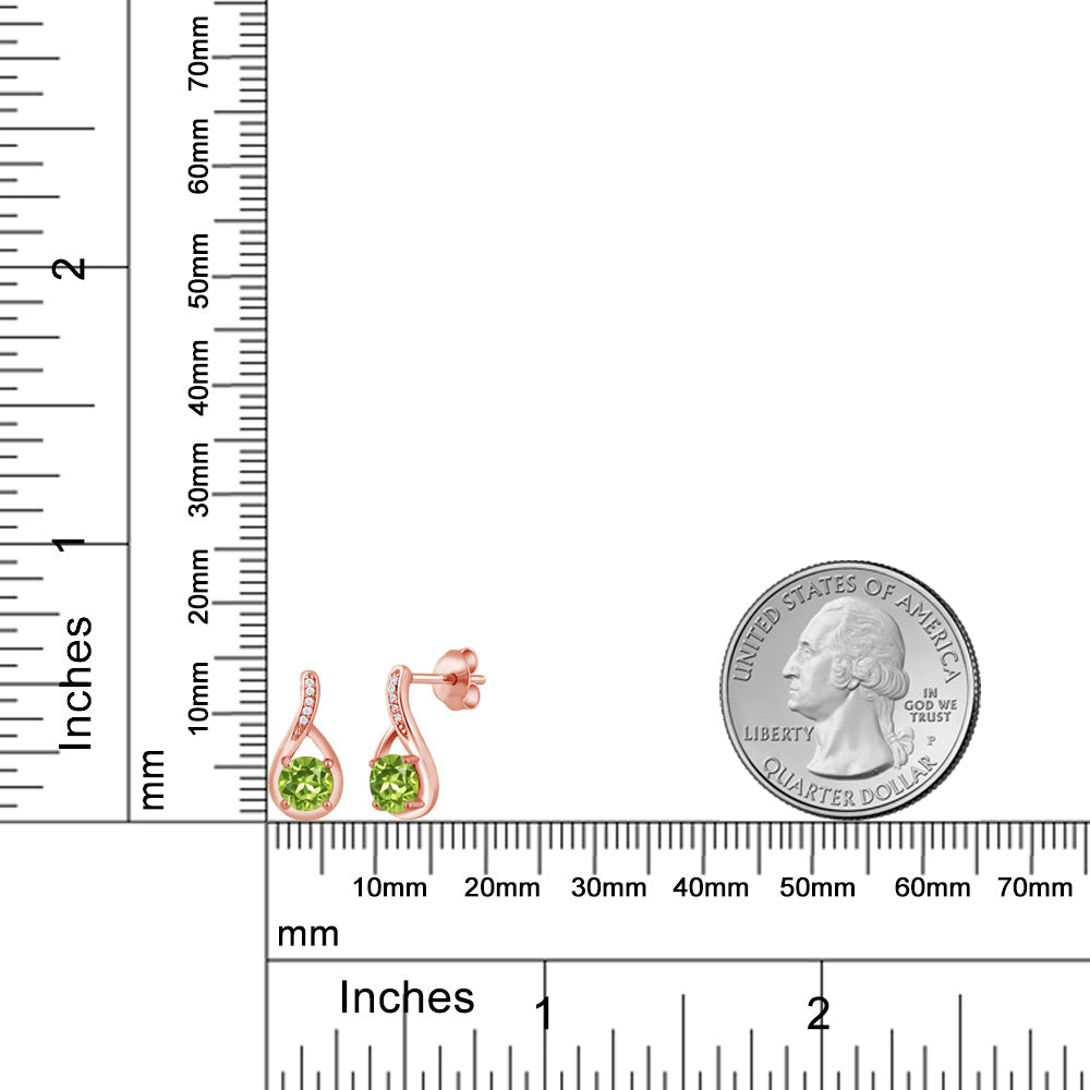 1.07カラット 天然石 ペリドット ピアス 天然 ダイヤモンド シルバー925 18金 ピンクゴールド 加工 8月 誕生石