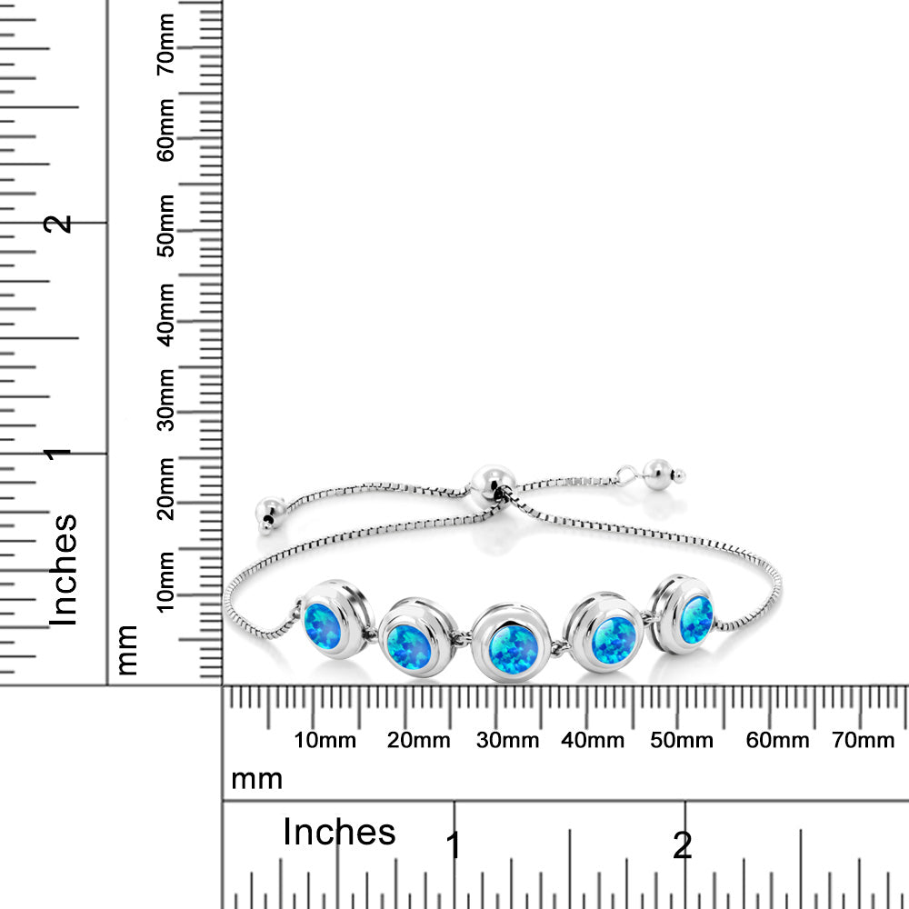 3.75カラット シミュレイテッド ブルーオパール ブレスレット シルバー925 10月 誕生石