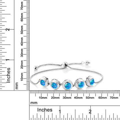 3.75カラット シミュレイテッド ブルーオパール ブレスレット シルバー925 10月 誕生石