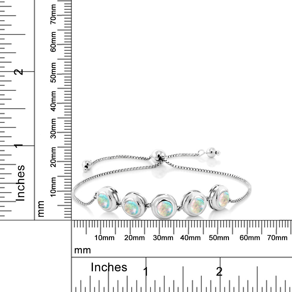 3.75カラット シミュレイテッド ホワイトオパール ブレスレット シルバー925 10月 誕生石