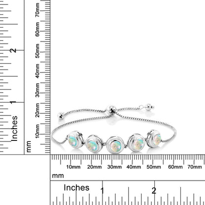 3.75カラット シミュレイテッド ホワイトオパール ブレスレット シルバー925 10月 誕生石
