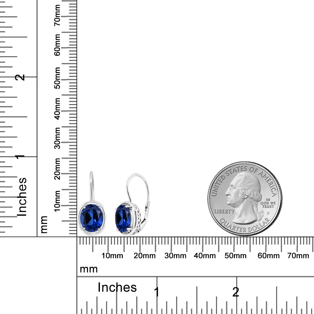 4.6カラット シンセティック サファイア ピアス シルバー925 9月 誕生石