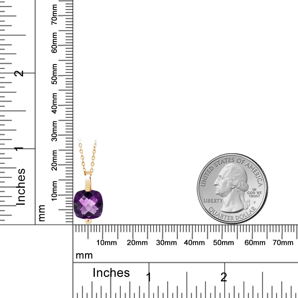 3.45カラット 天然 アメジスト ネックレス シルバー925 18金 イエローゴールド 加工 2月 誕生石