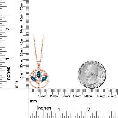0.81カラット 天然 ロンドンブルートパーズ ネックレス シルバー925 18金 ピンクゴールド 加工 11月 誕生石