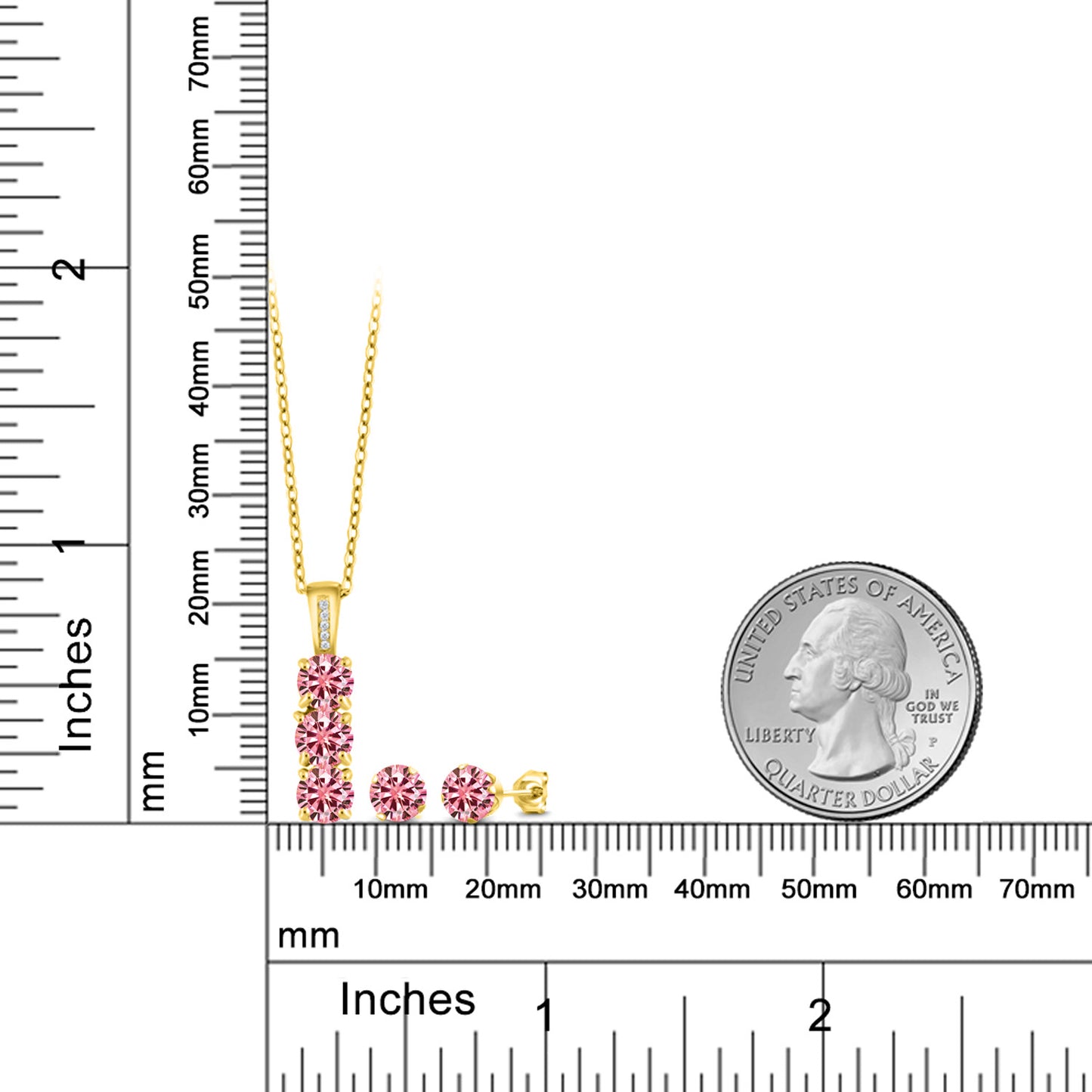 2.54カラット ピンク モアサナイト ネックレス ピアス セット 天然 ダイヤモンド シルバー925 18金 イエローゴールド 加工