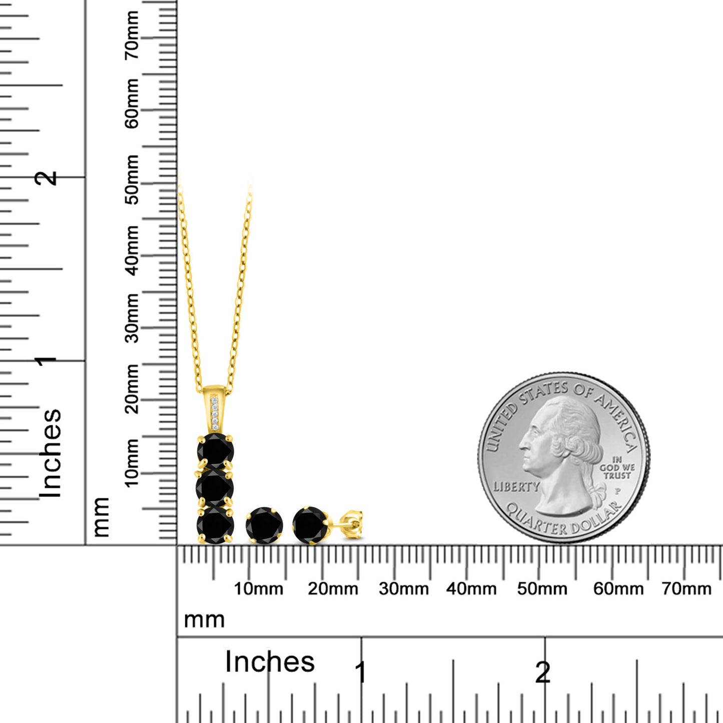 2.79カラット  天然 ブラックダイヤモンド ネックレス ピアス セット   シルバー925 18金 イエローゴールド 加工