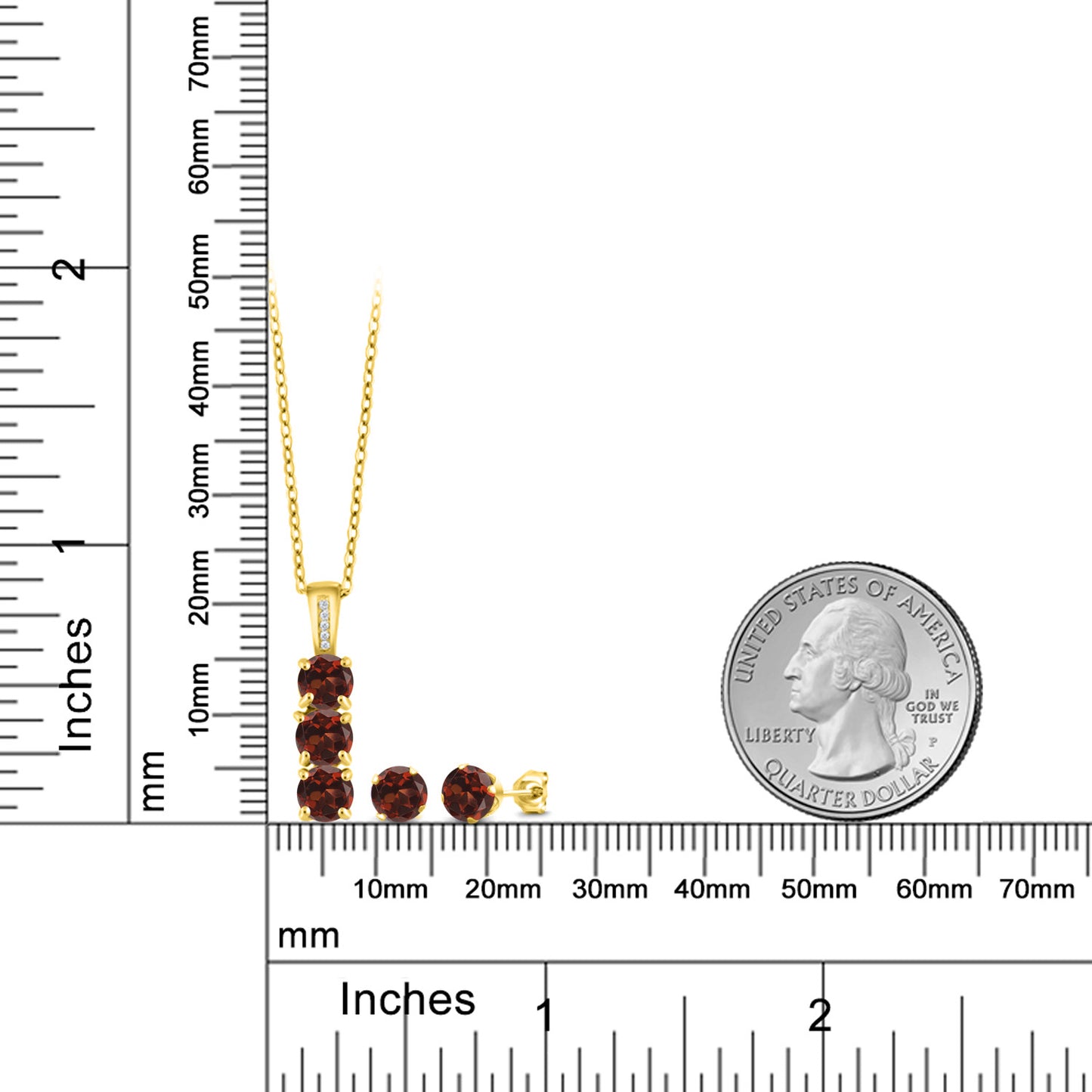 2.79カラット 天然 ガーネット ネックレス ピアス セット 天然 ダイヤモンド シルバー925 18金 イエローゴールド 加工 1月 誕生石