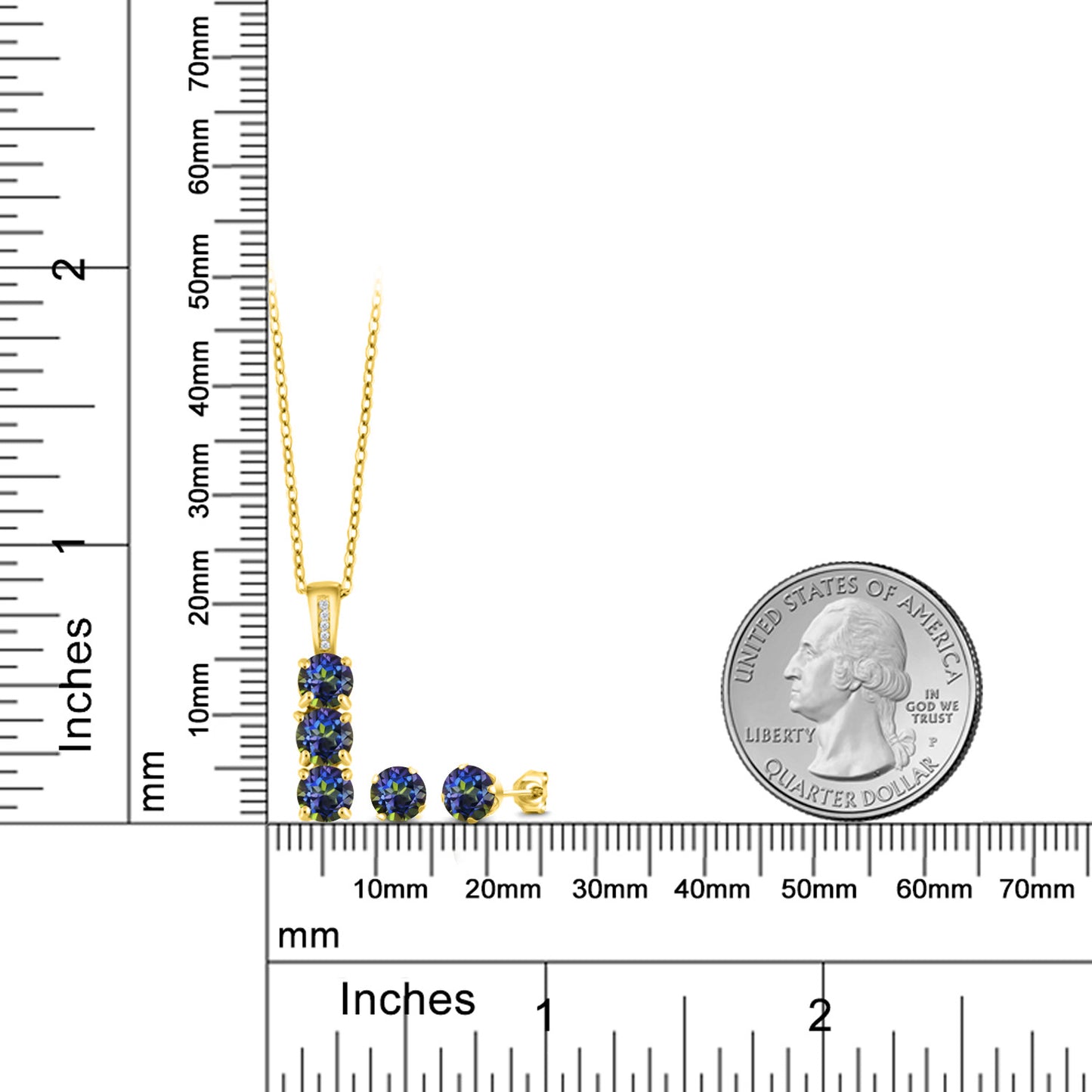 2.54カラット  天然石 ミスティックトパーズ  ネックレス ピアス セット  天然 ダイヤモンド シルバー925 18金 イエローゴールド 加工  11月 誕生石