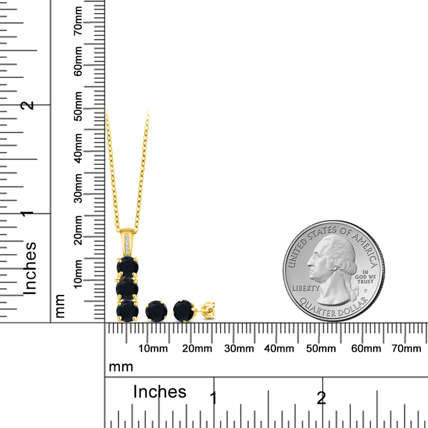 2.35カラット 天然 オニキス ネックレス ピアス セット 天然 ダイヤモンド シルバー925 18金 イエローゴールド 加工 8月 誕生石