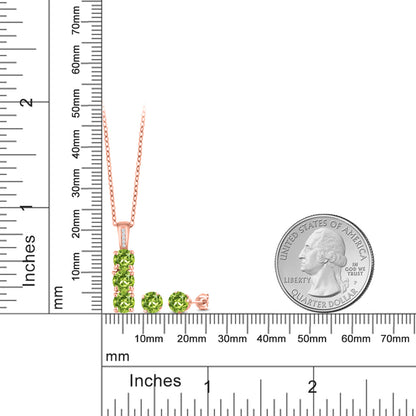 2.54カラット 天然石 ペリドット ネックレス ピアス セット 天然 ダイヤモンド シルバー925 18金 ピンクゴールド 加工 8月 誕生石
