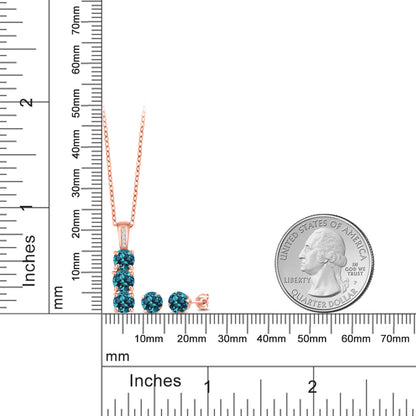 2.54カラット 天然 ロンドンブルートパーズ ネックレス ピアス セット 天然 ダイヤモンド シルバー925 18金 ピンクゴールド 加工 11月 誕生石