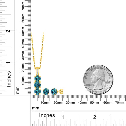 2.54カラット 天然 ロンドンブルートパーズ ネックレス ピアス セット 天然 ダイヤモンド シルバー925 18金 イエローゴールド 加工 11月 誕生石