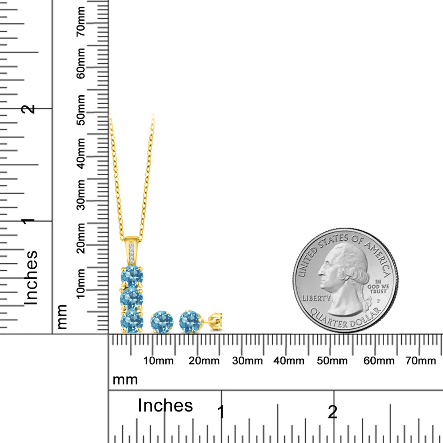 2.79カラット 天然 スイスブルートパーズ ネックレス ピアス セット 天然 ダイヤモンド シルバー925 18金 イエローゴールド 加工 11月 誕生石