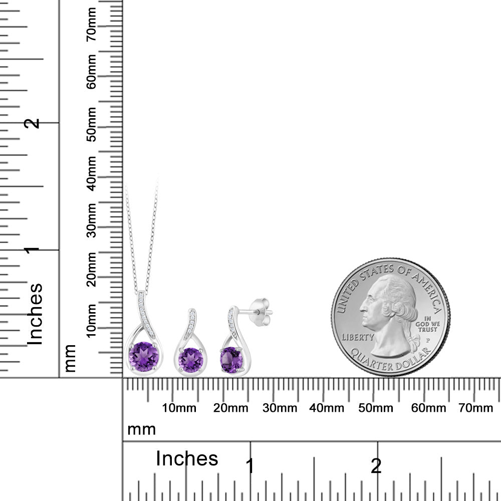 1.74カラット 天然 アメジスト ネックレス ピアス セット シルバー925 2月 誕生石