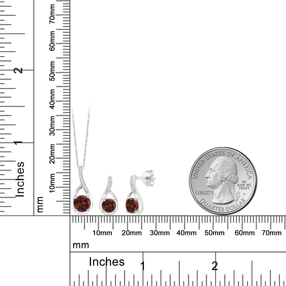 2.24カラット 天然 ガーネット ネックレス ピアス セット シルバー925 1月 誕生石