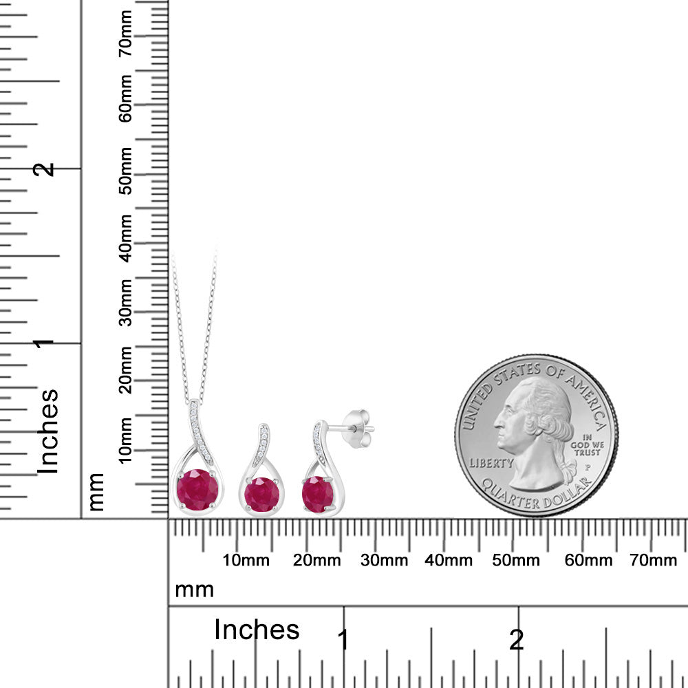 2.24カラット  天然 ルビー ネックレス ピアス セット   シルバー925  7月 誕生石