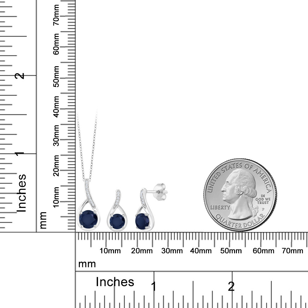 2.34カラット 天然 サファイア ネックレス ピアス セット シルバー925 9月 誕生石