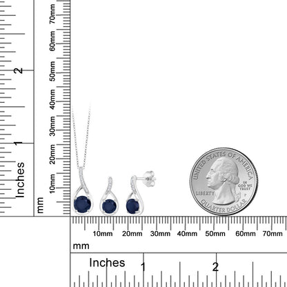 2.34カラット 天然 サファイア ネックレス ピアス セット シルバー925 9月 誕生石