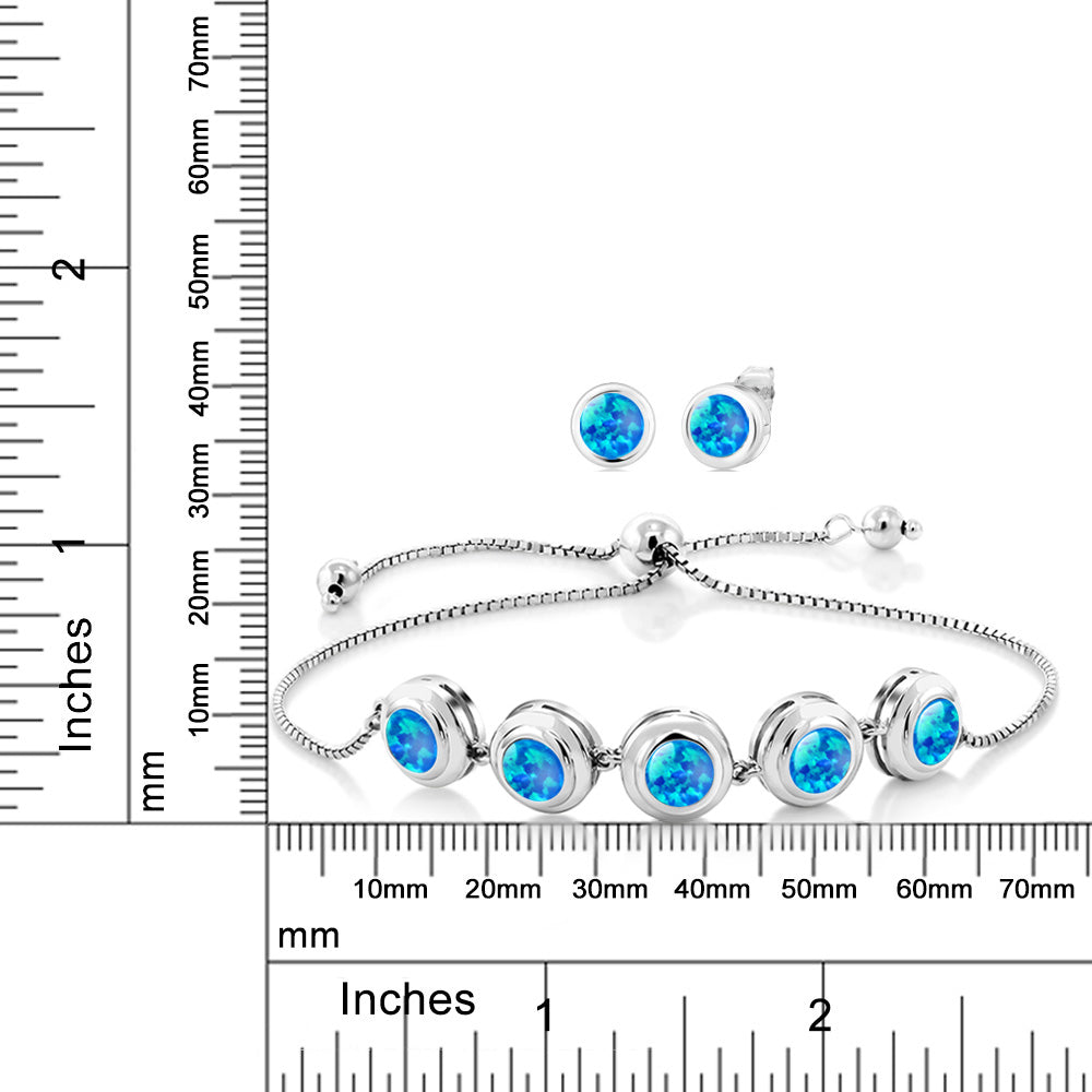 5.25カラット シミュレイテッド ブルーオパール ブレスレット シルバー925 10月 誕生石