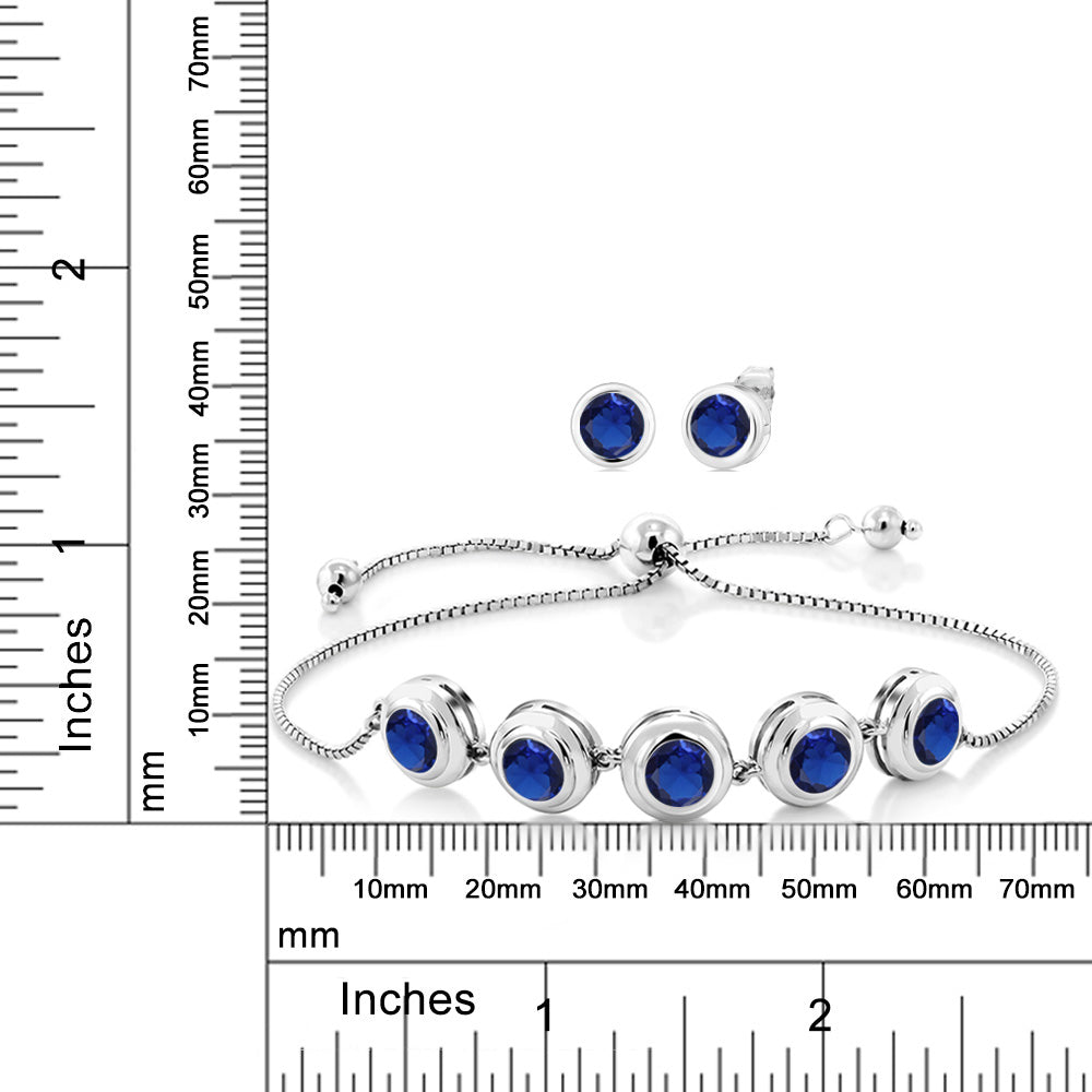 5.25カラット シンセティック サファイア ブレスレット シルバー925 9月 誕生石