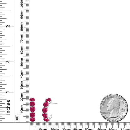 3.5カラット 天然 ルビー フープピアス シルバー925 7月 誕生石