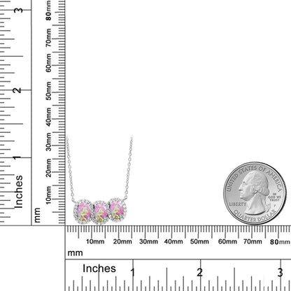 2.34カラット シミュレイテッド ピンクオパール ネックレス シルバー925 10月 誕生石