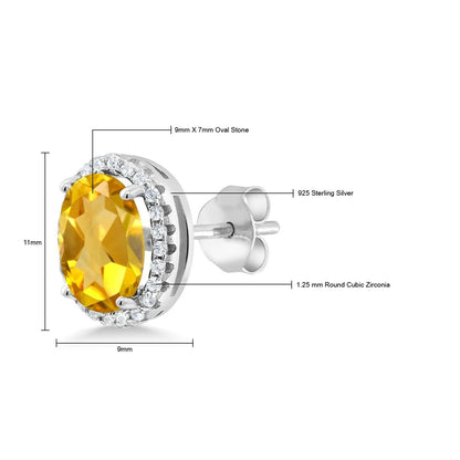 3.48カラット 天然 シトリン ピアス シルバー925 11月 誕生石