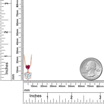 2.4カラット モアサナイト ネックレス シンセティック ルビー シルバー925 18金 ピンクゴールド 加工