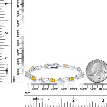 4.18カラット  天然 シトリン ブレスレット  天然 ダイヤモンド シルバー925  11月 誕生石