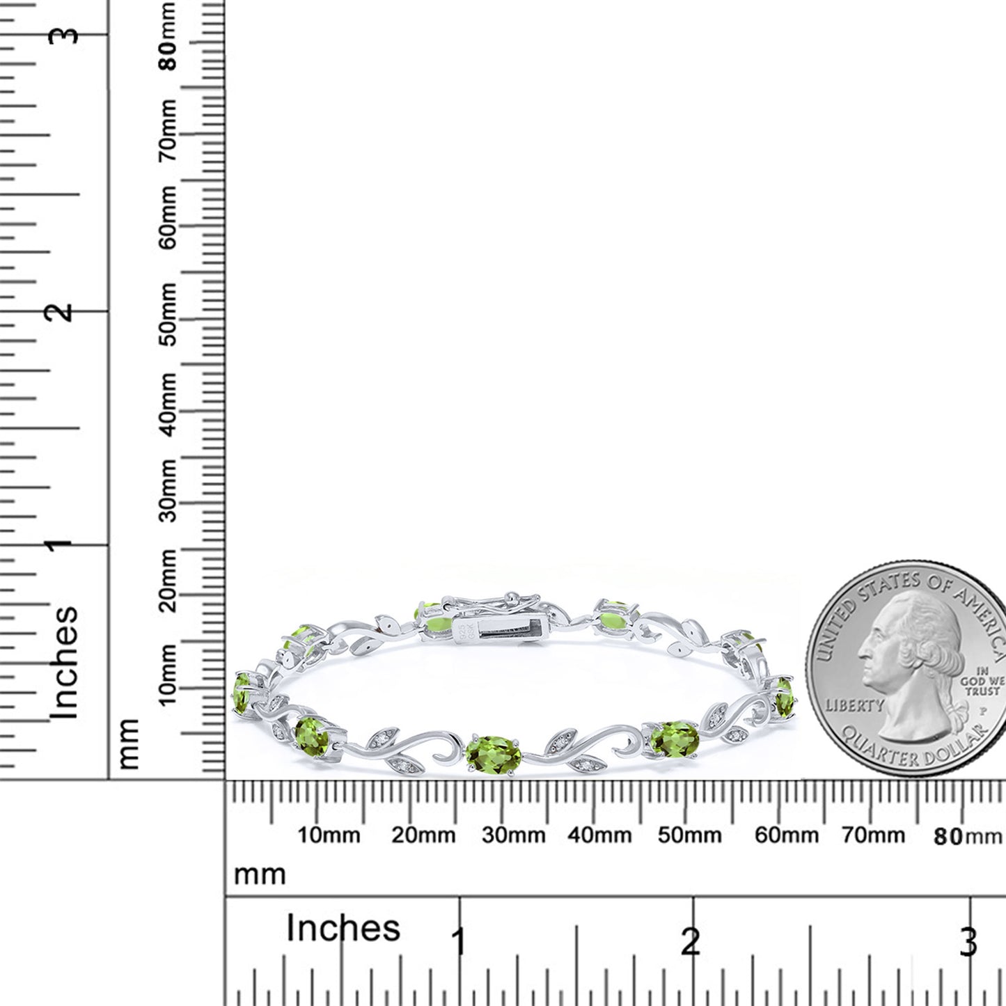 4.63カラット 天然石 ペリドット ブレスレット 天然 ダイヤモンド シルバー925 8月 誕生石