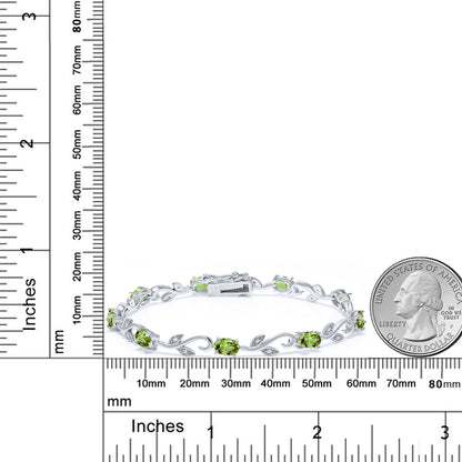 4.63カラット 天然石 ペリドット ブレスレット 天然 ダイヤモンド シルバー925 8月 誕生石