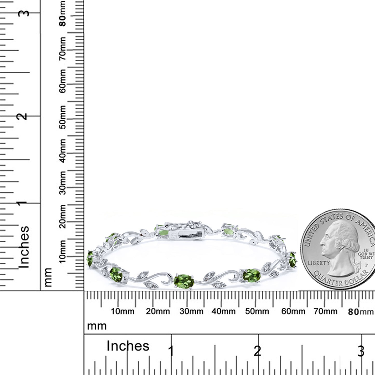 4.63カラット  天然 グリーントルマリン ブレスレット  天然 ダイヤモンド シルバー925  10月 誕生石