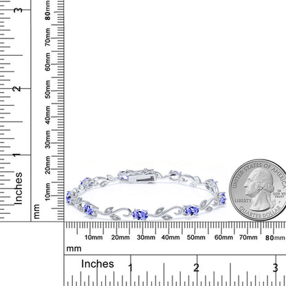 4.18カラット 天然石 タンザナイト ブレスレット 天然 ダイヤモンド シルバー925 12月 誕生石