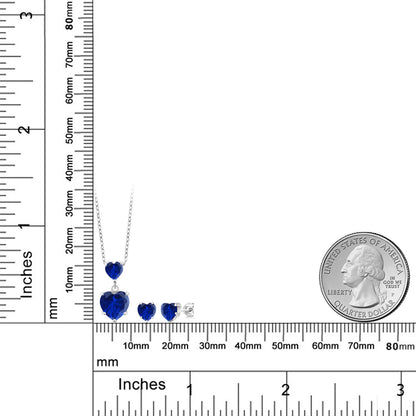 2.5カラット  シンセティック サファイア ネックレス ピアス セット   シルバー925  9月 誕生石
