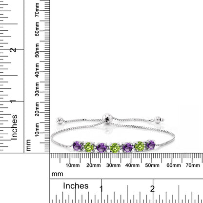 2.67カラット 天然 アメジスト ブレスレット 天然石 ペリドット シルバー925 2月 誕生石