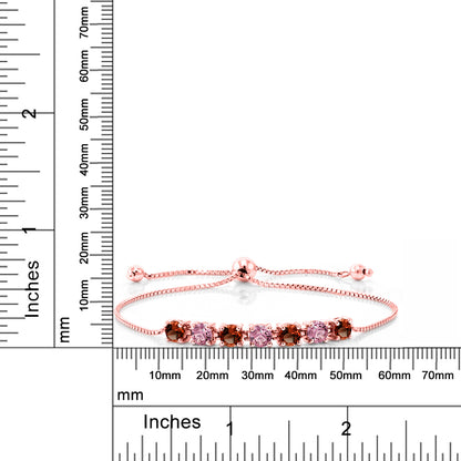 3.08カラット 天然 ガーネット ブレスレット ラボグロウン ピンクダイヤモンド シルバー925 18金 ピンクゴールド 加工 1月 誕生石