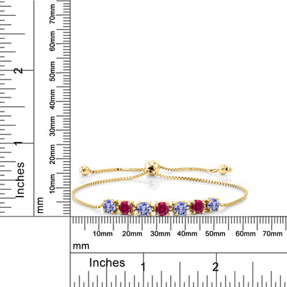 2.72カラット 天然石 タンザナイト ブレスレット シンセティック ルビー シルバー925 18金 イエローゴールド 加工 12月 誕生石