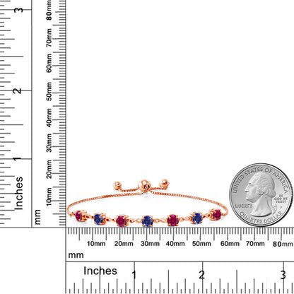2.65カラット  シンセティック ルビー ブレスレット  シンセティック サファイア シルバー925 18金 ピンクゴールド 加工  7月 誕生石