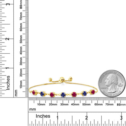 2.65カラット  シンセティック ルビー ブレスレット  シンセティック サファイア シルバー925 18金 イエローゴールド 加工  7月 誕生石