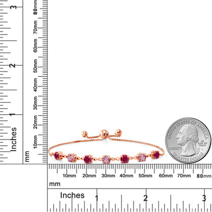 2.68カラット  シンセティック ルビー ブレスレット  ラボグロウン ピンクダイヤモンド シルバー925 18金 ピンクゴールド 加工  7月 誕生石