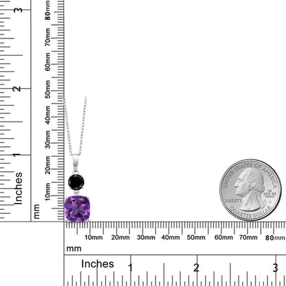 4.05カラット 天然 アメジスト ネックレス 天然 ブラックダイヤモンド シルバー925 2月 誕生石